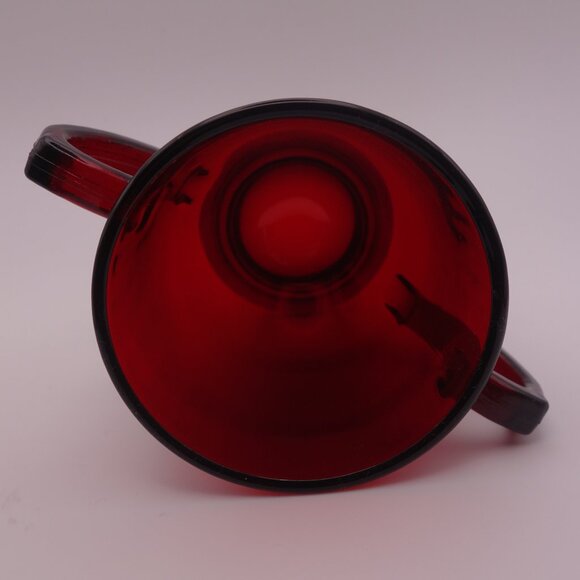 Red Glass Sugar Bowl and Milk Jug Set - Picture 5 of 16